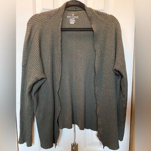 Waffle knit dark green cardigan